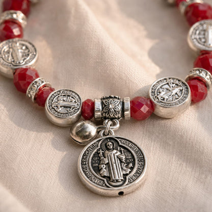 Pulsera de Cristales - SAN BENITO | Símbolo de Fe y Protección Espiritual