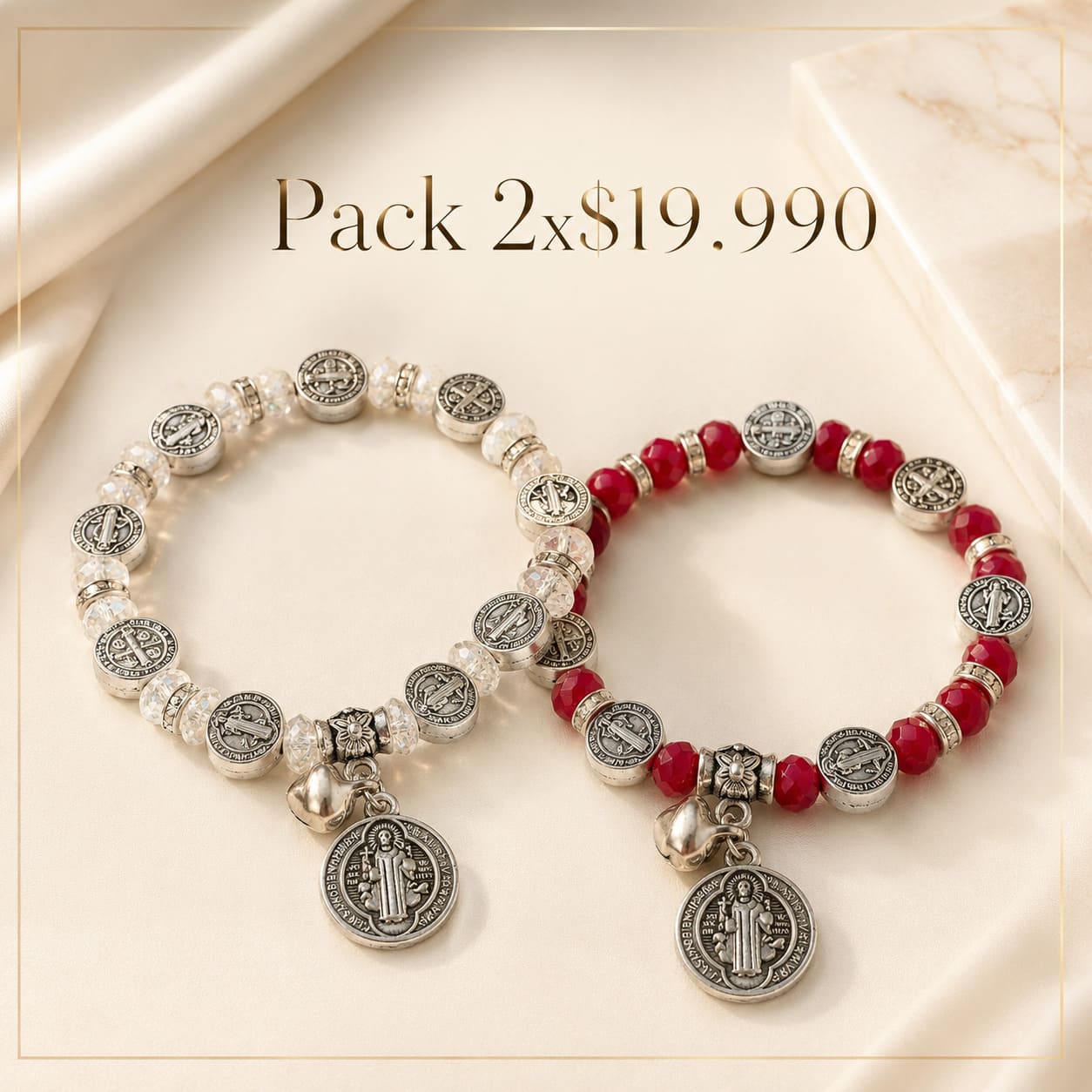 Pulsera de Cristales - SAN BENITO | Símbolo de Fe y Protección Espiritual