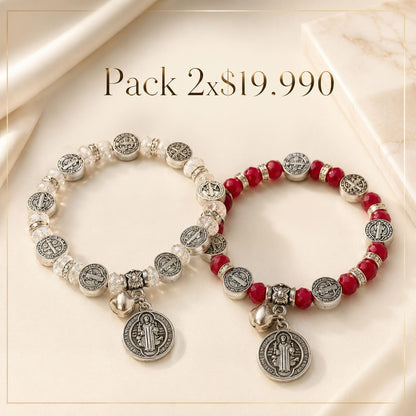 Pulsera de Cristales - SAN BENITO | Símbolo de Fe y Protección Espiritual