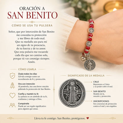 Pulsera de Cristales - SAN BENITO | Símbolo de Fe y Protección Espiritual